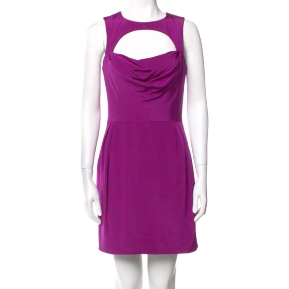 Cushine Et Ochs Royal Purple Silk Cut Out Bodice Mini Cocktail Dress 6 - Picture 5 of 10